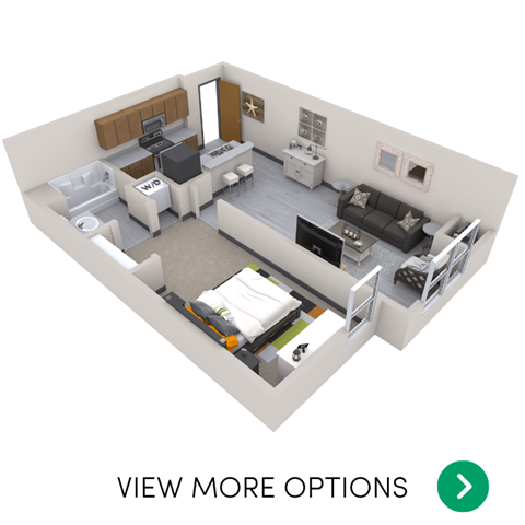 Floor plan for 1 bed, 1 bath, 622 sqft